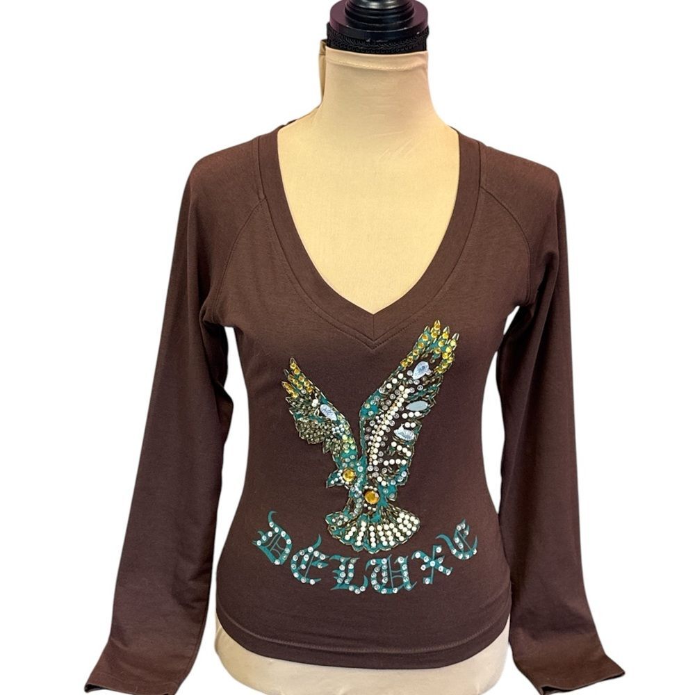 Long Sleeve Women's Brown Tops Size S